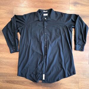 George Foreman Mens 19 37/38 Tall Black Long Sleeve Comfort Zone Button Shirt
